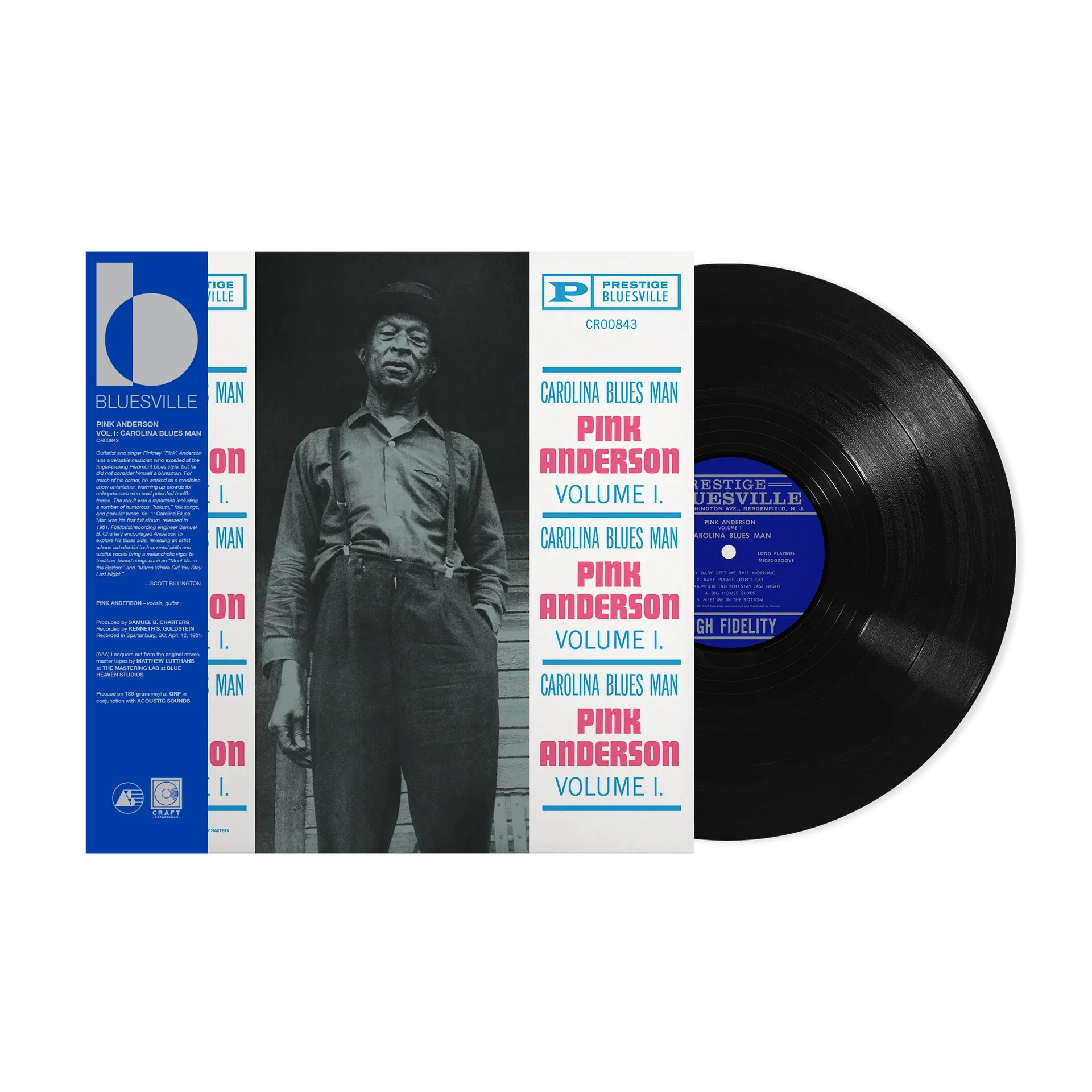 Pink Anderson - Volume 1: Carolina Blues Man - Bluesville Acoustic Sounds Series LP - VINYL